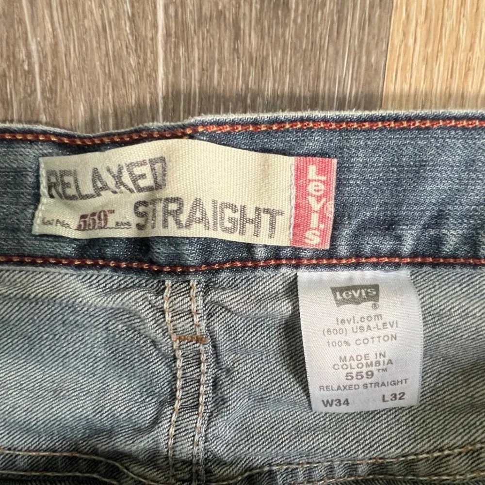 Levi's 559 Relaxed Straight Jeans Mens 34x32 Blue Denim Medium Wash Classic